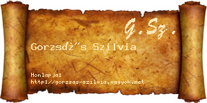 Gorzsás Szilvia névjegykártya